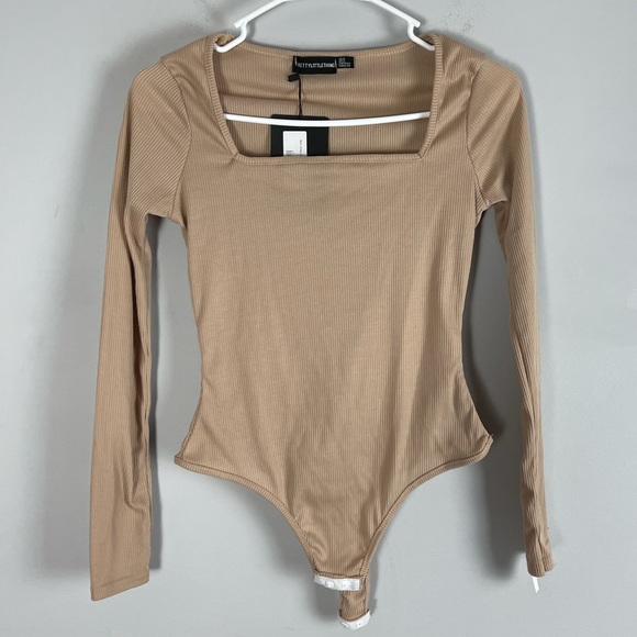 PrettyLittleThing Tops - NWT Prettylittlething rib knit bodysuit tan